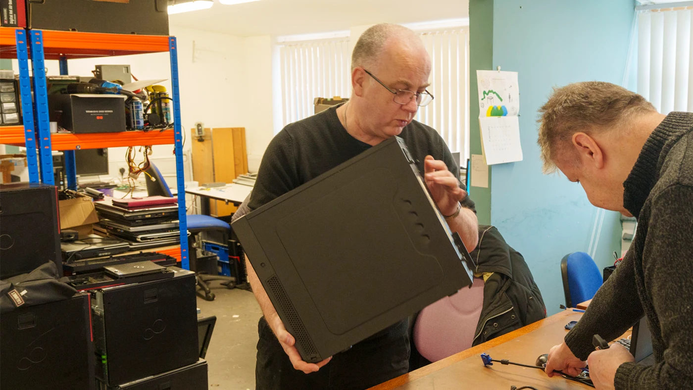 Chris digital skills tutor in GiroTech workshop