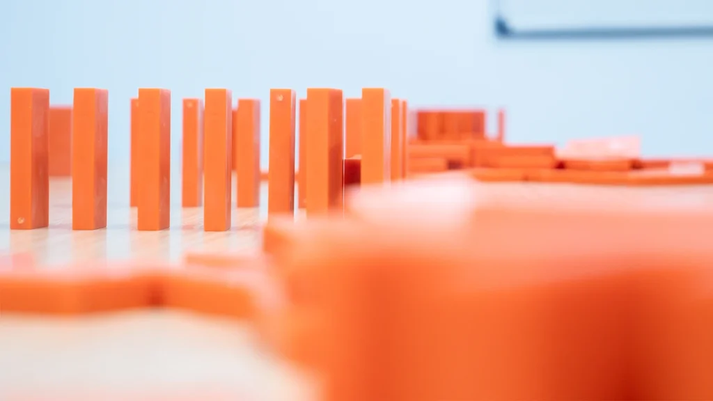 close up of orange domonos